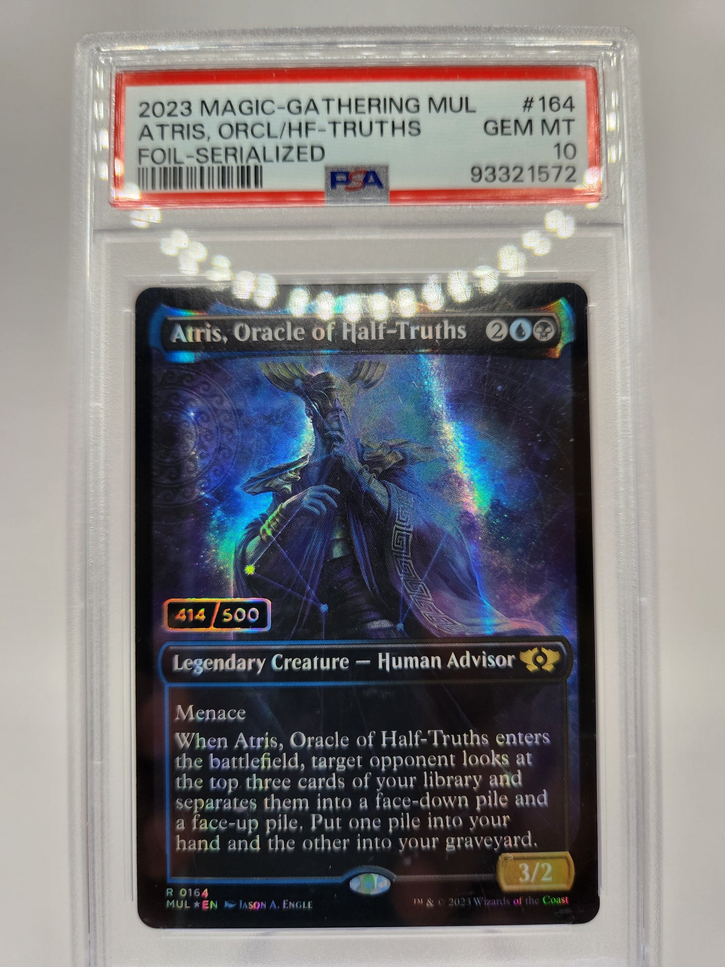 PSA 10 2023 Atris, Oracle of Half-Truths (Foil) SEARLIZED 414/500