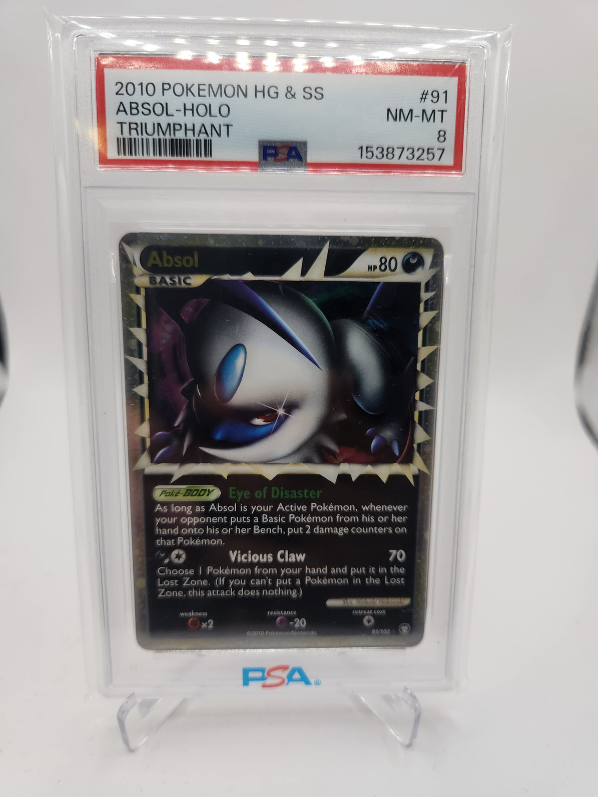 PSA 8 2010 POKEMON TRIUMPHANT ABSOL PRIME #91